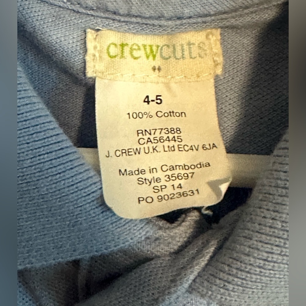 Light Blue Crew Cuts 4/5 shirt with a cute little anchor - Picture 4 of 4